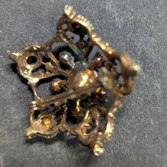 Vintage Star & Moon Rhinestone Pendant Necklace Earrings Set Estate statement - Picture 9 of 12